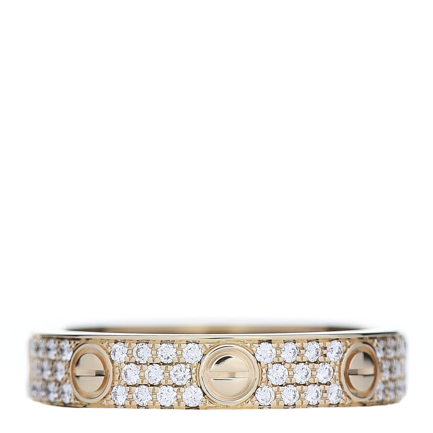 18K Yellow Gold Diamond 4mm LOVE Wedding Paved Band Ring 52 6