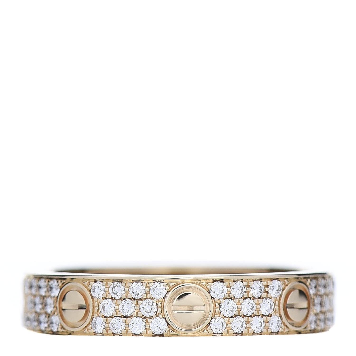 Cartier 18K Yellow Gold Diamond 4mm LOVE Wedding Paved Band Ring 52 6 1 of 4