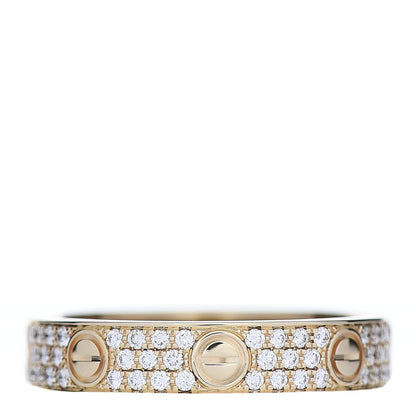 Cartier 18K Yellow Gold Diamond 4mm LOVE Wedding Paved Band Ring 52 6 1 of 4