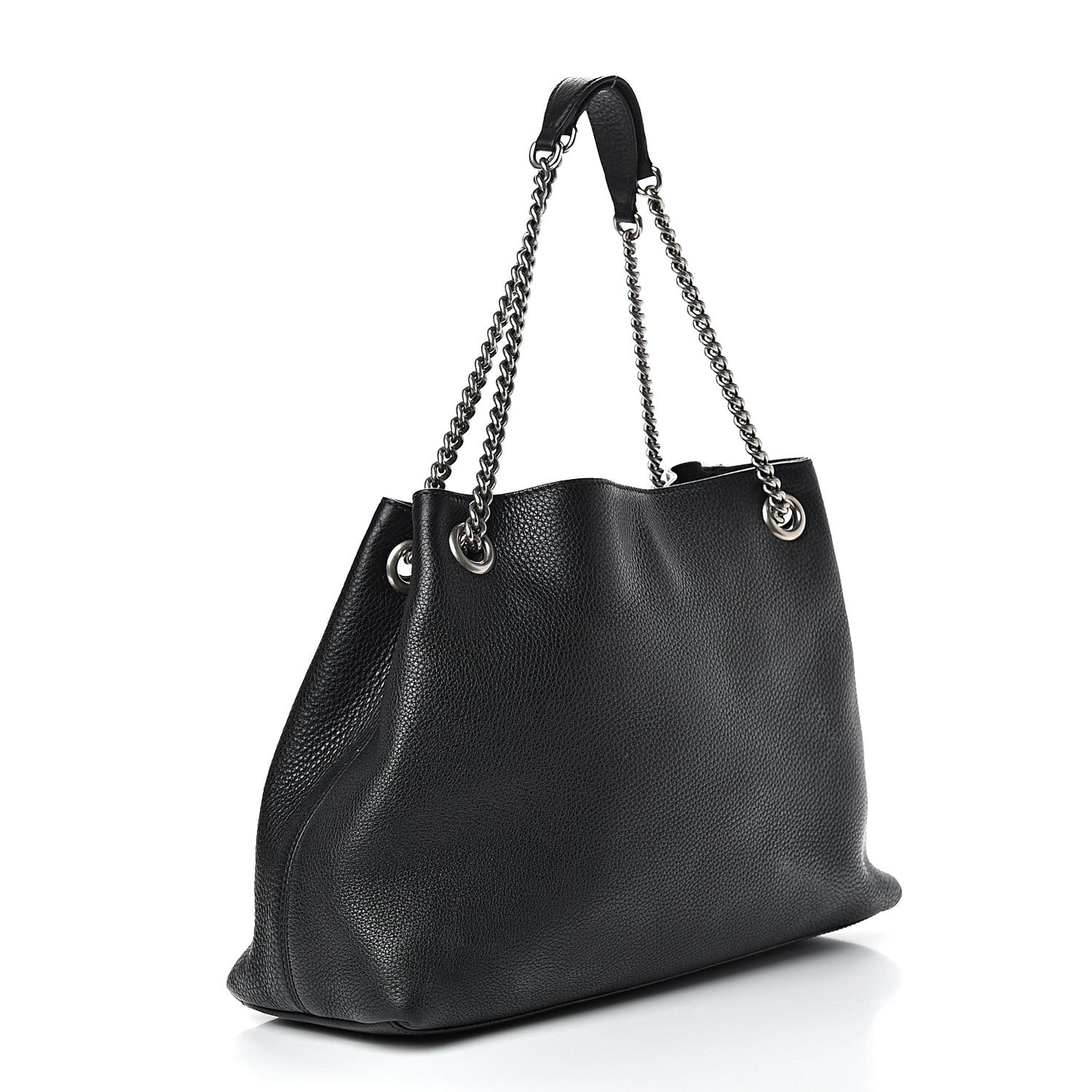 Pebbled Calfskin Studded Medium Soho Chain Shoulder Bag Black