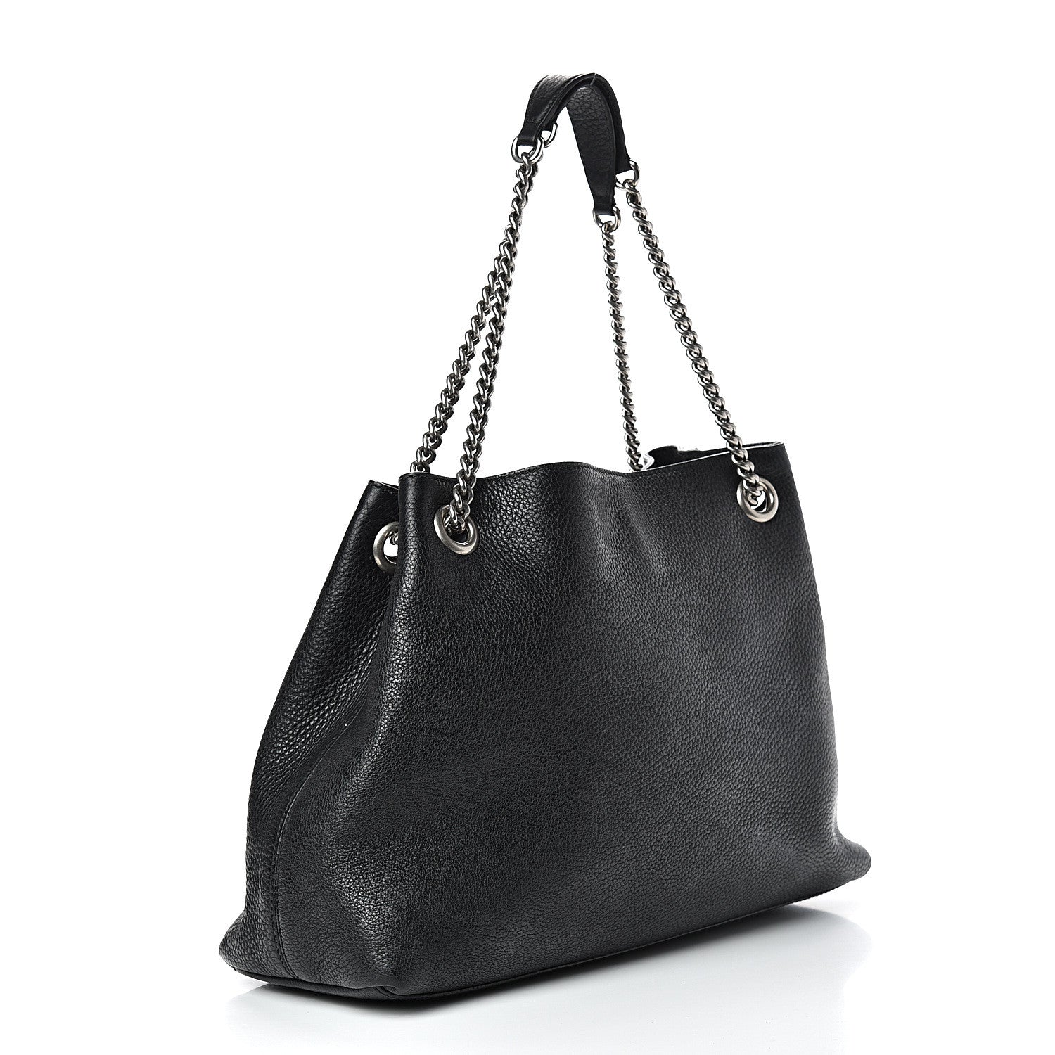 Gucci Pebbled Calfskin Studded Medium Soho Chain Shoulder Bag Black 2 of 13
