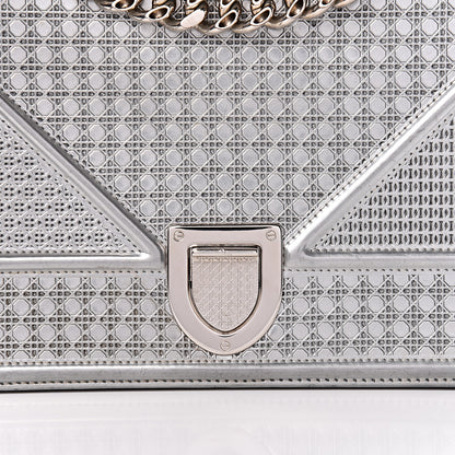 Christian Dior Metallic Patent Micro-Cannage Medium Diorama Flap Bag Silver 10 of 15