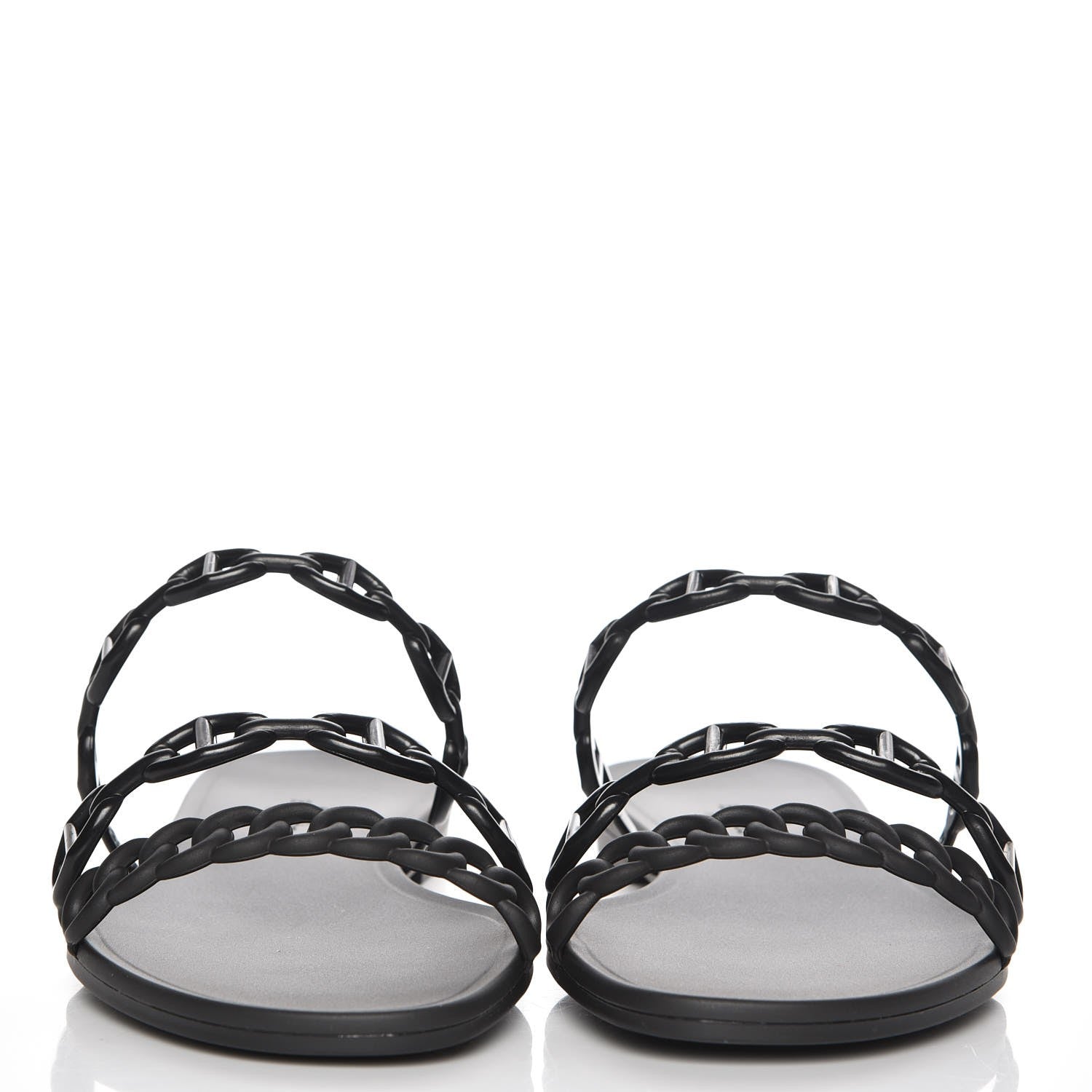 Hermes Rubber Chaine d'Ancre Rivage Sandals 40 Black 2 of 8
