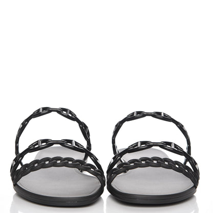 Hermes Rubber Chaine d'Ancre Rivage Sandals 40 Black 2 of 8