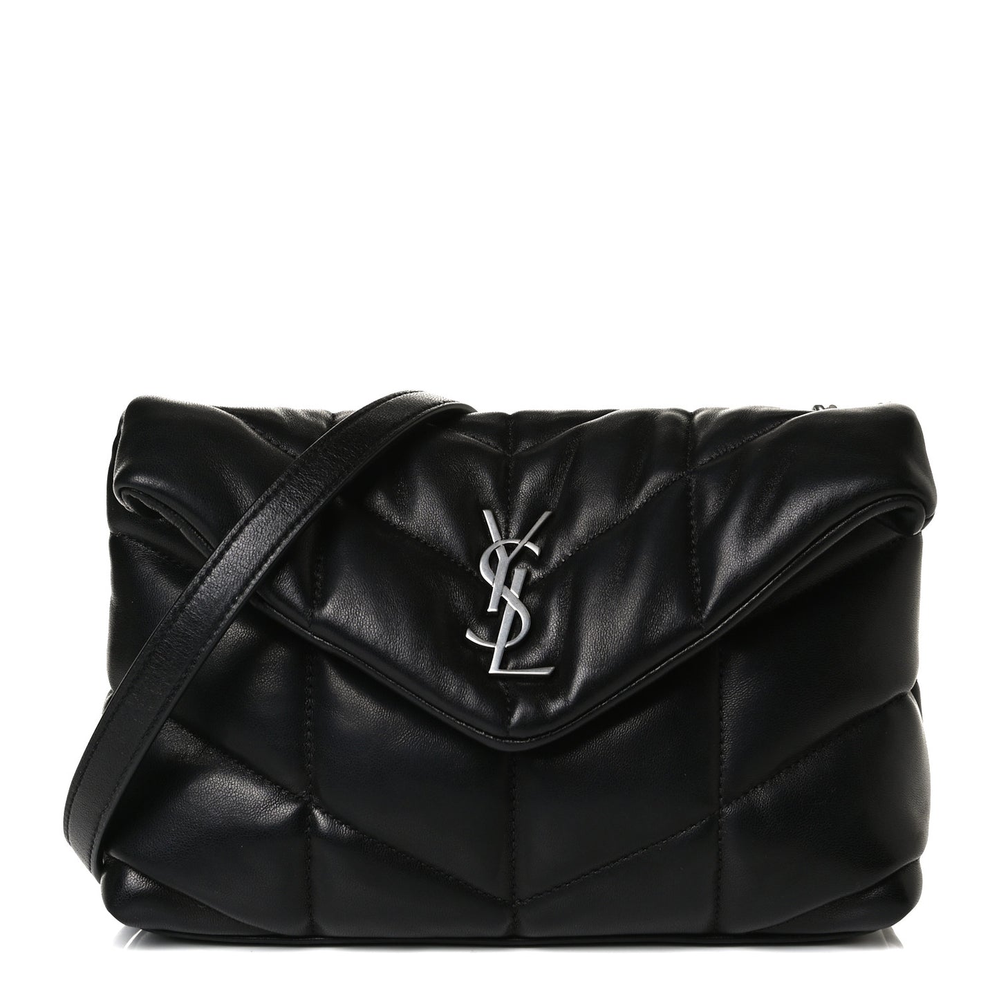 Lambskin Quilted Toy Loulou Puffer Monogram Chain Satchel Black