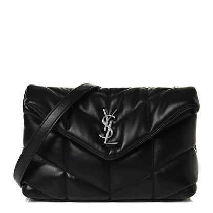 Saint Laurent Lambskin Quilted Toy Loulou Puffer Monogram Chain Satchel Black 1 of 17
