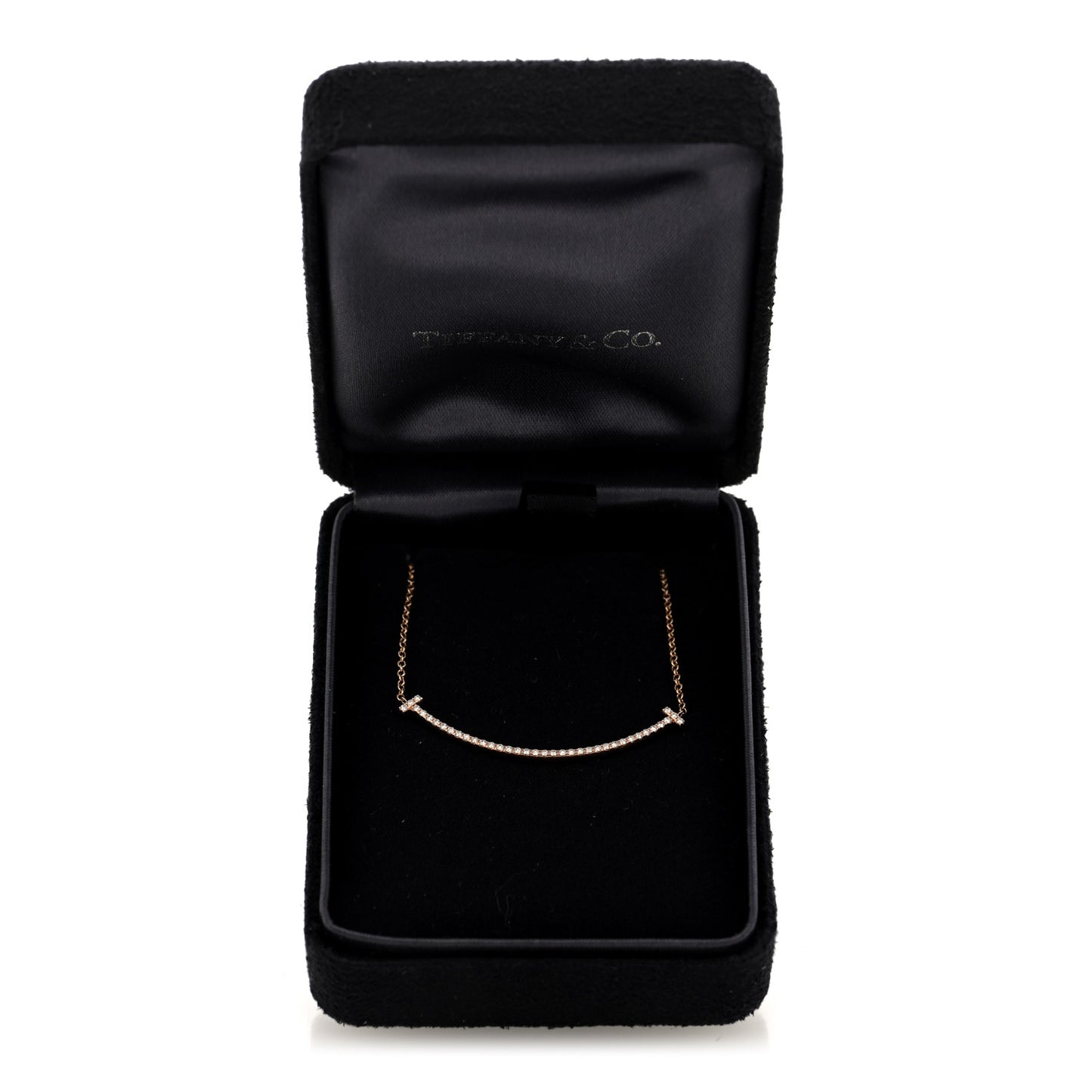 18K Rose Gold Diamond Small T Smile Pendant Necklace