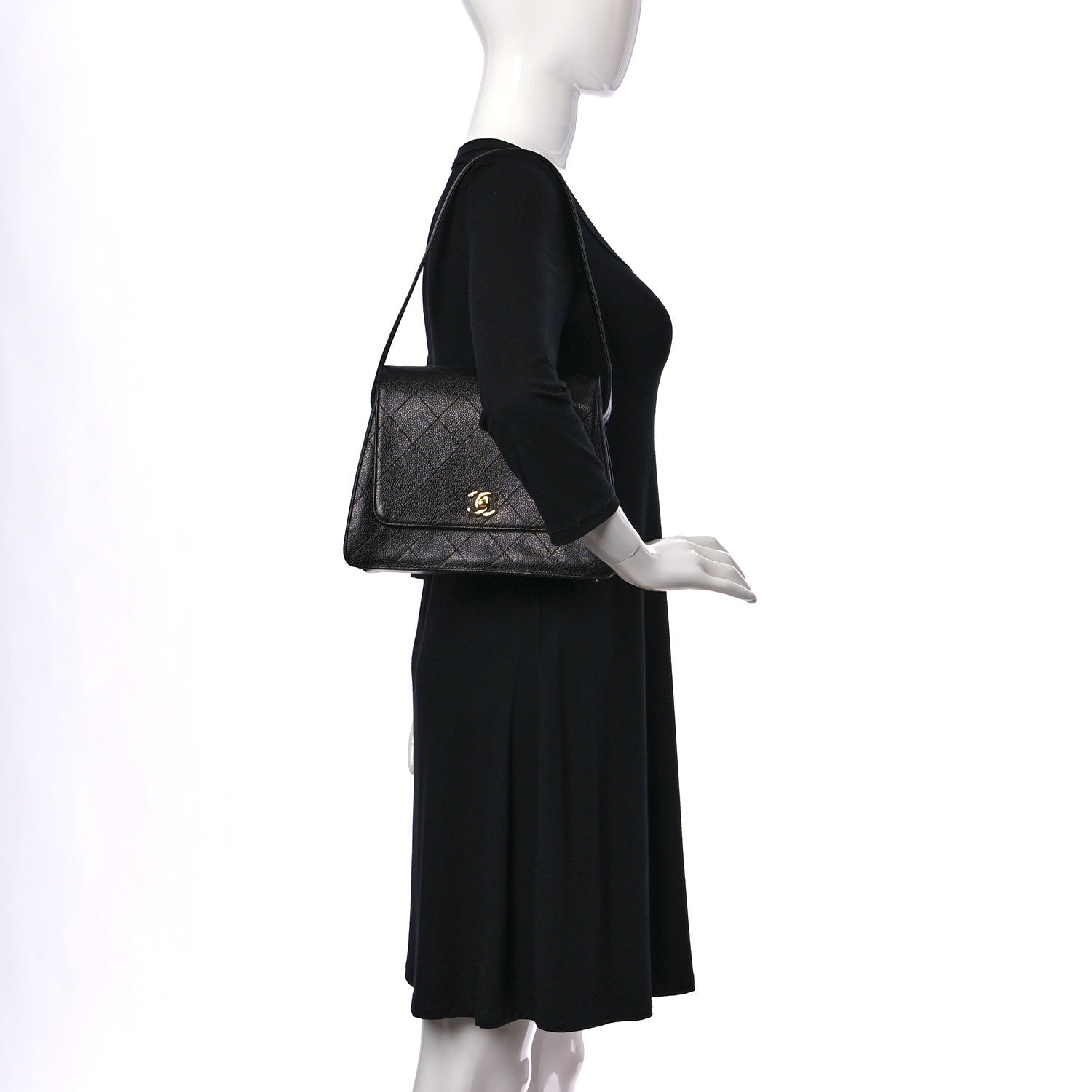 Chanel Caviar Stitched Shoulder Flap Bag Black 2 of 14