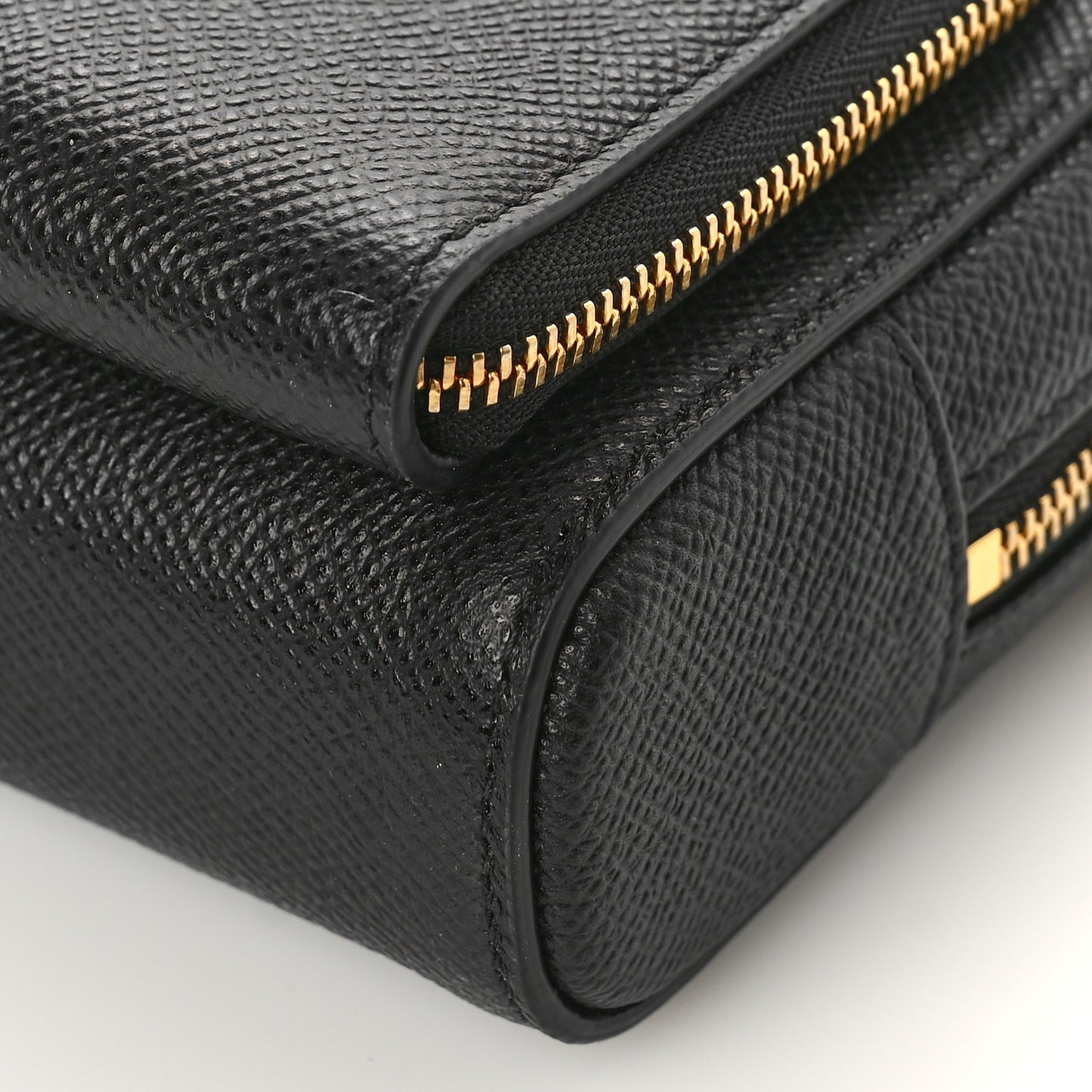 Grained Calfskin Caro Double Pouch Black