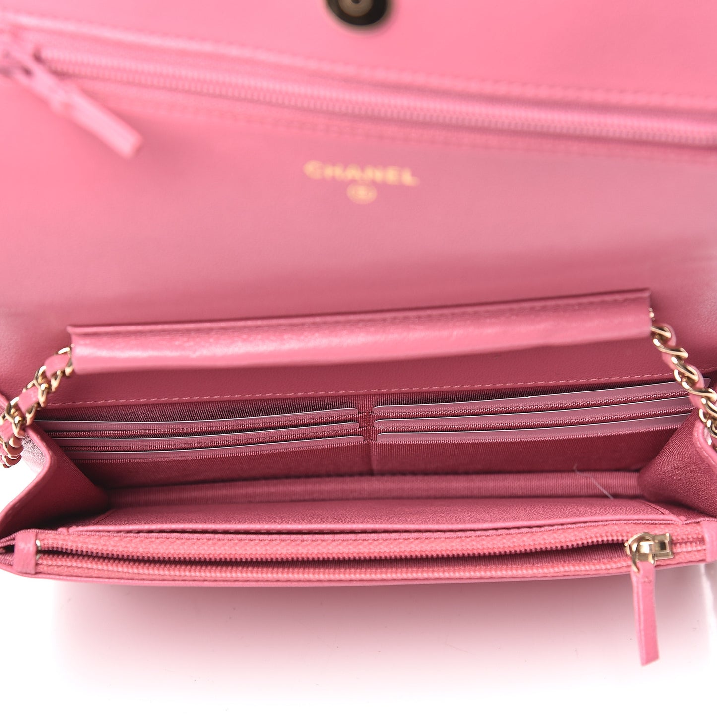 Sheepskin Quilted Mademoiselle Vintage Wallet On Chain WOC Dark Pink