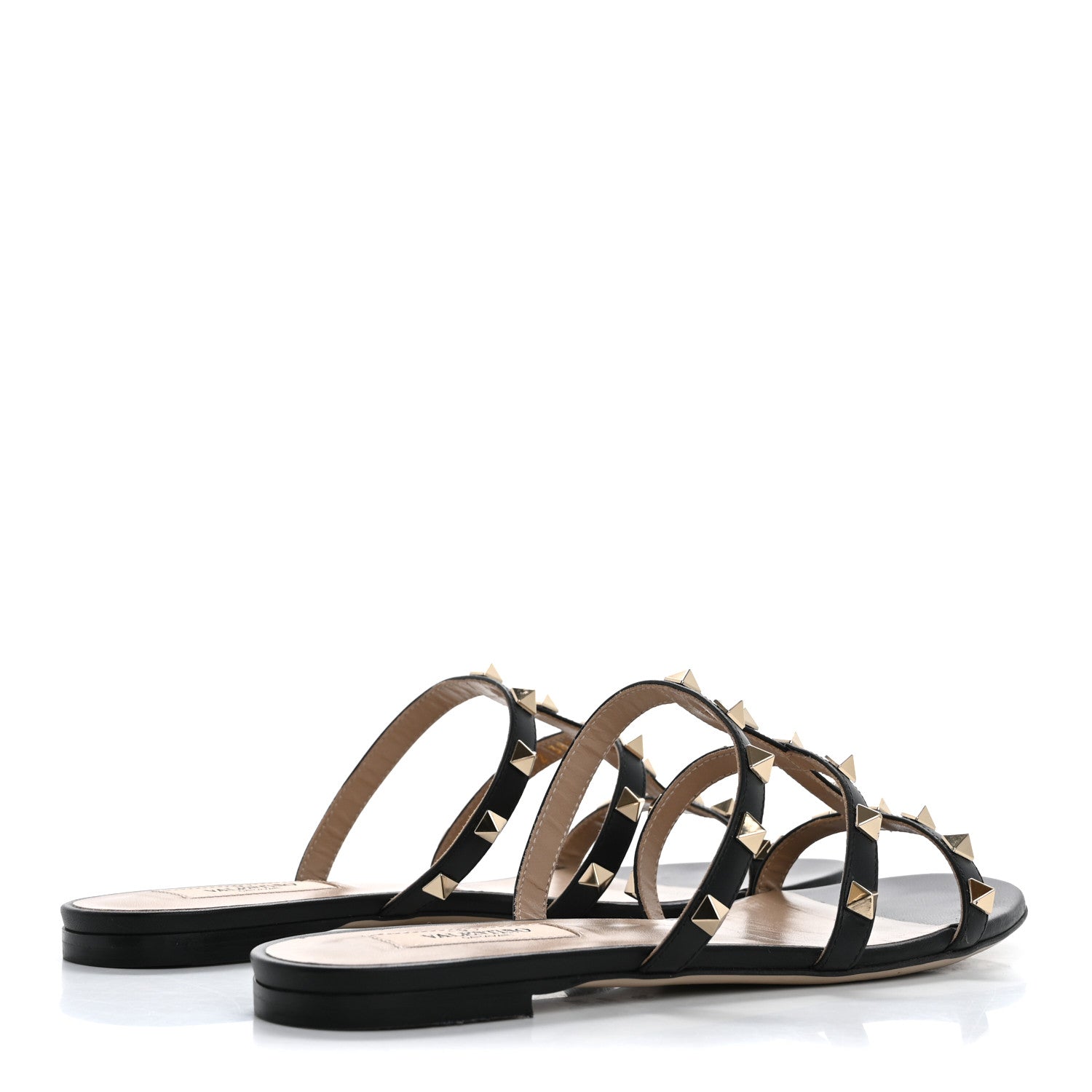 Valentino Garavani Nappa Rockstud Caged Flat Slide Sandals 38.5 Black 5 of 10