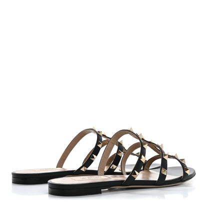 Valentino Garavani Nappa Rockstud Caged Flat Slide Sandals 38.5 Black 5 of 10