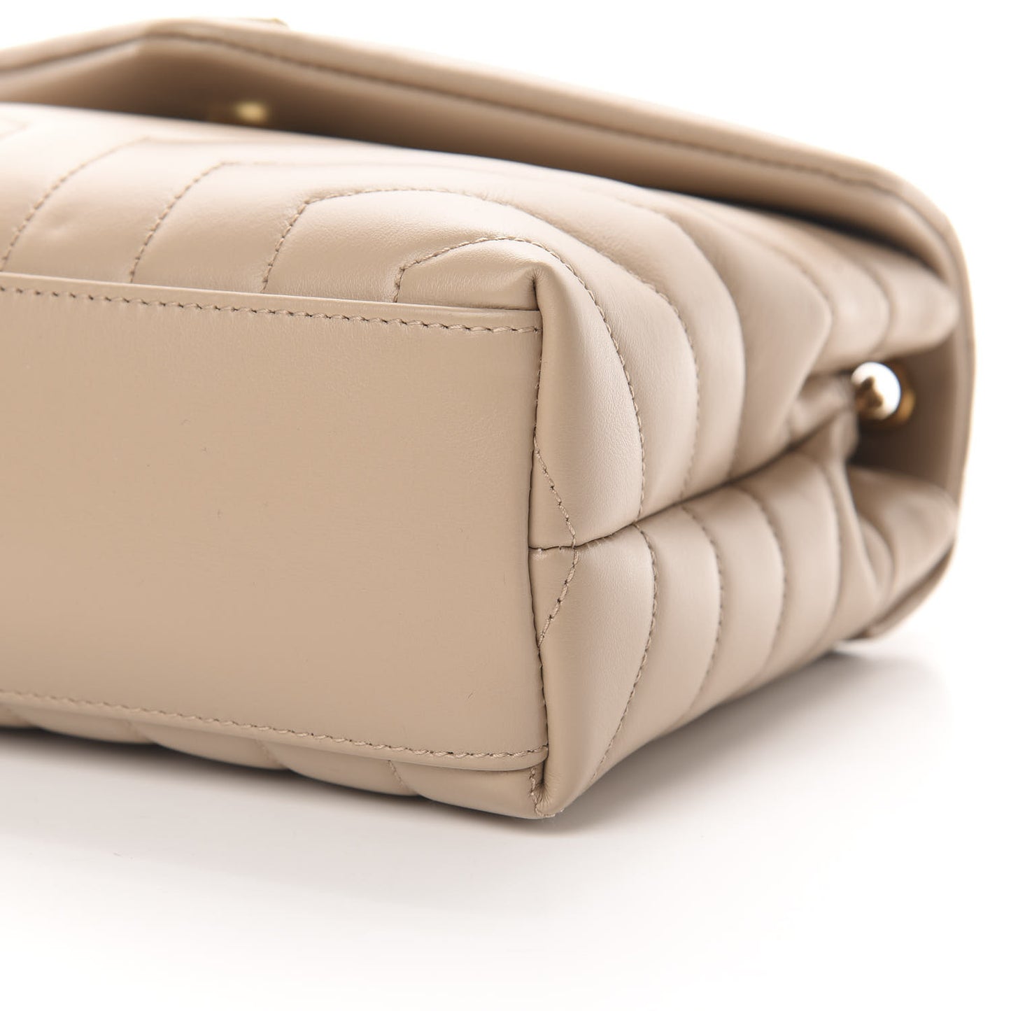 Calfskin Y Quilted Monogram Small Loulou Chain Satchel Dark Beige