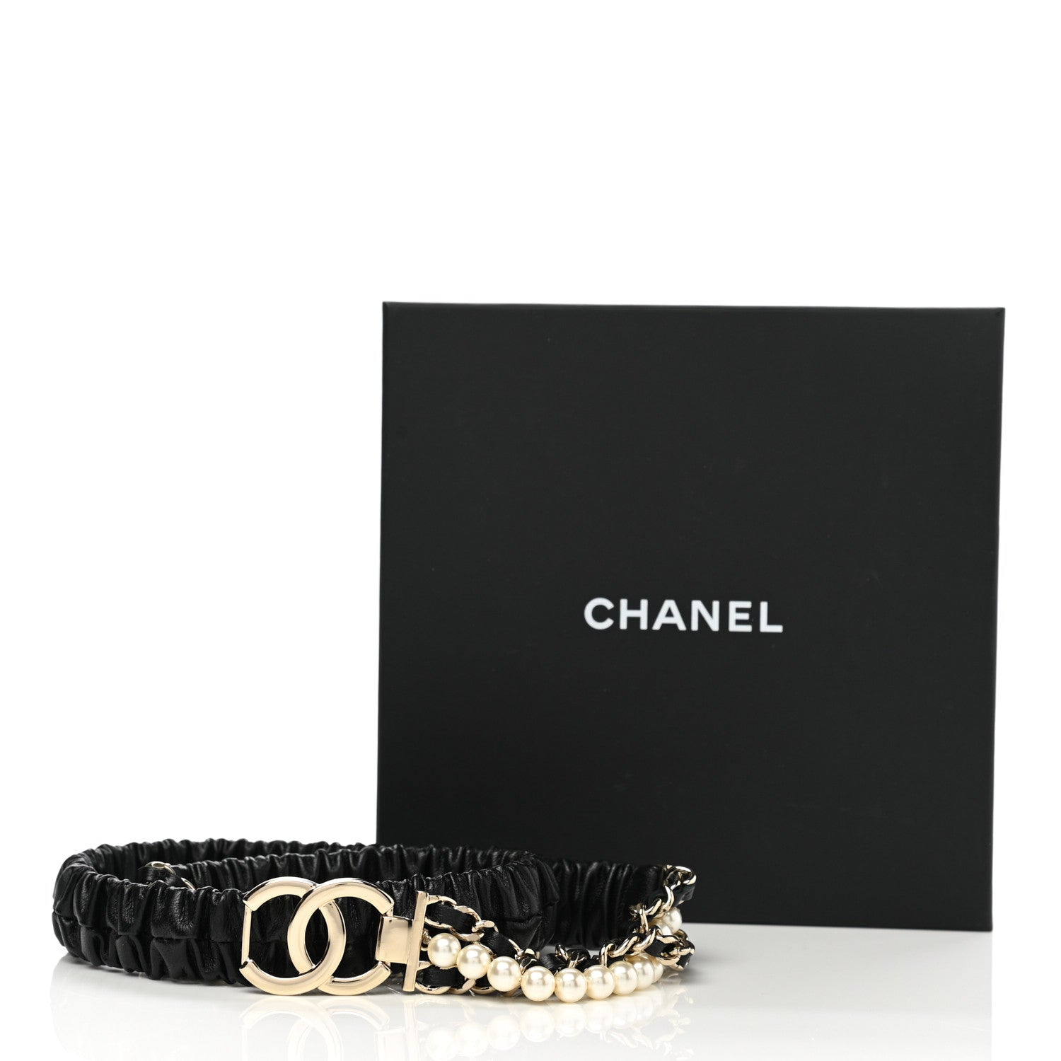 Chanel Lambskin CC Pearl Chain Belt 80 32 Black 5 of 5