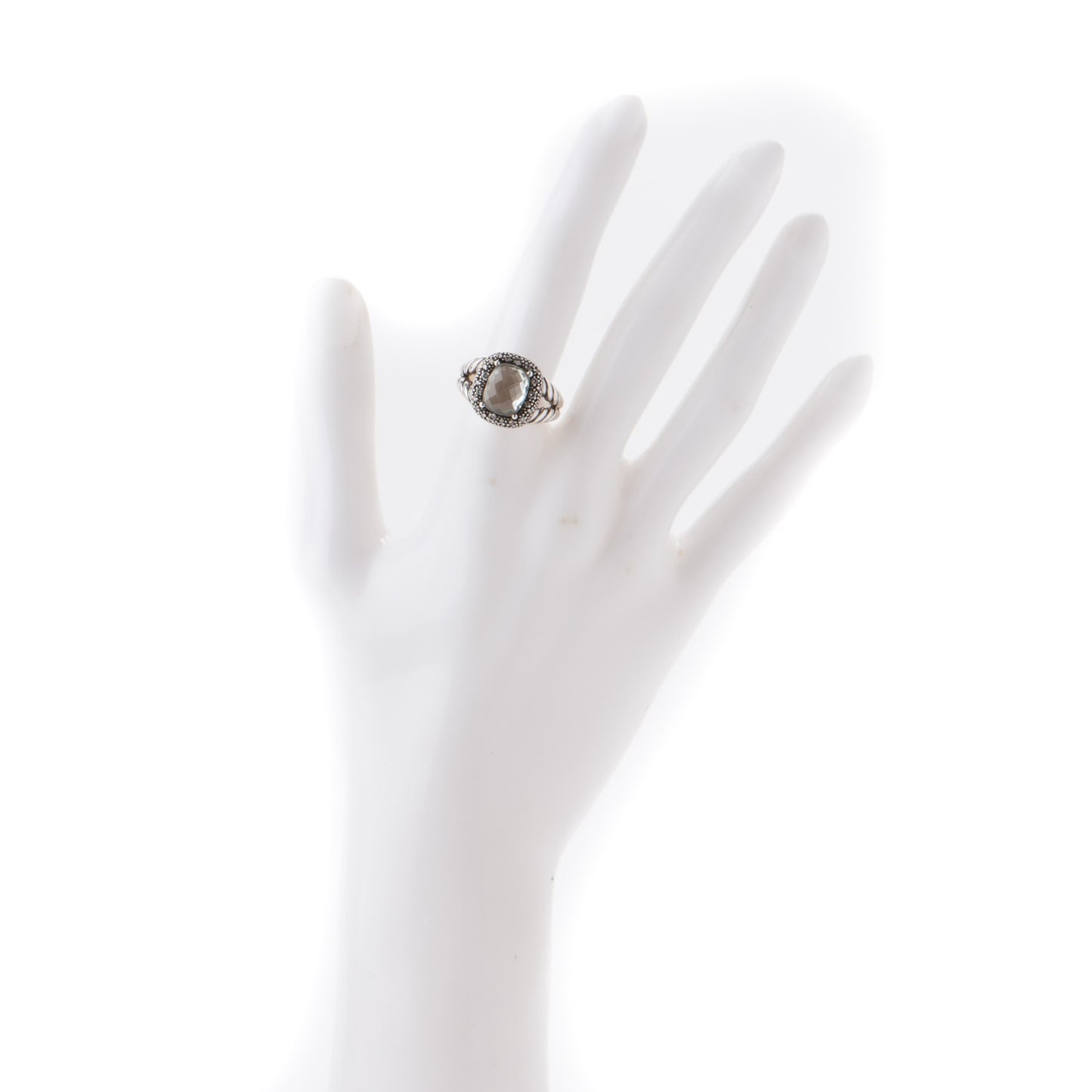 Sterling Silver Diamond Prasiolite 10mm Moonlight Ice Cable Ring 54 7