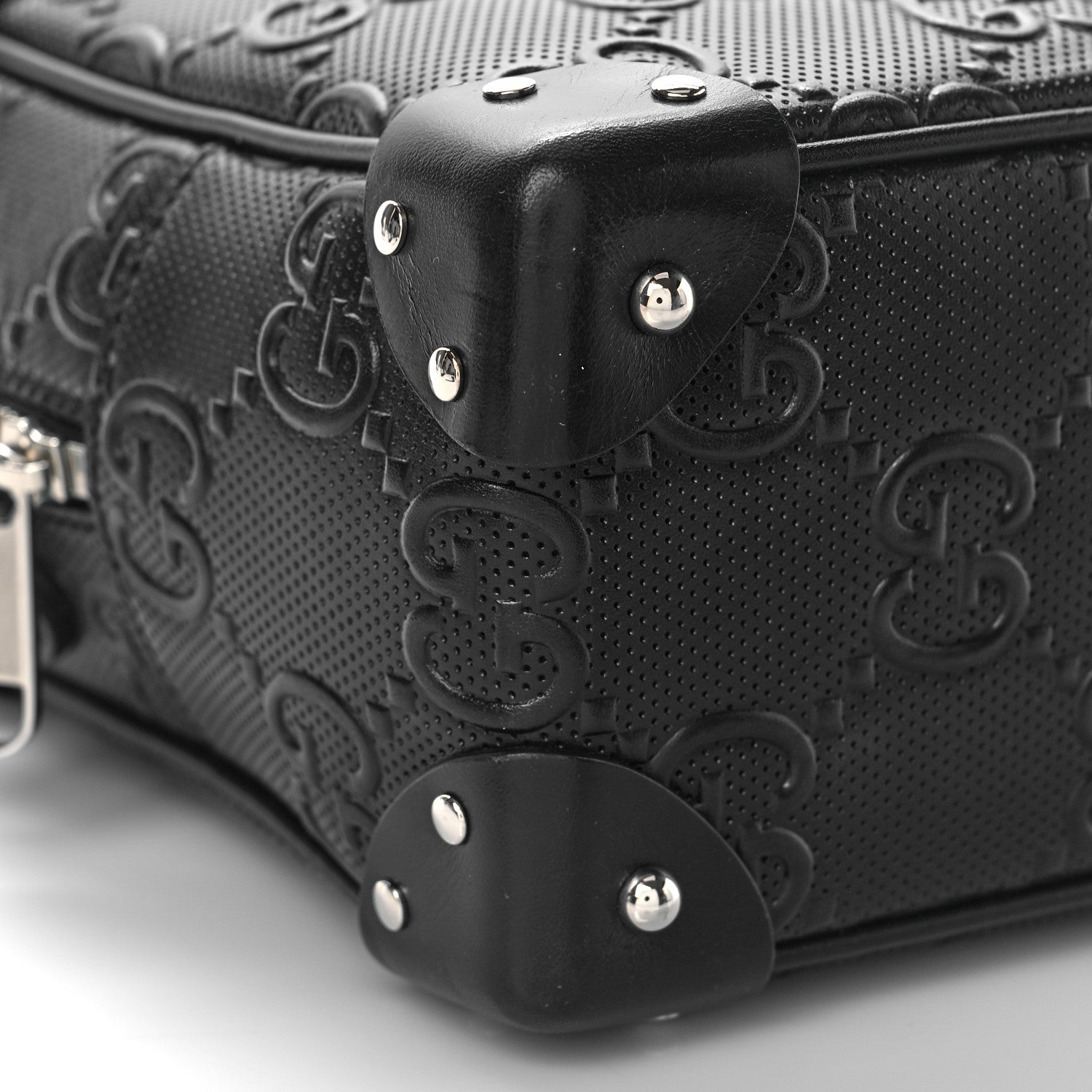 Gucci Calfskin GG Tennis Embossed Square Messenger Bag Black 7 of 8