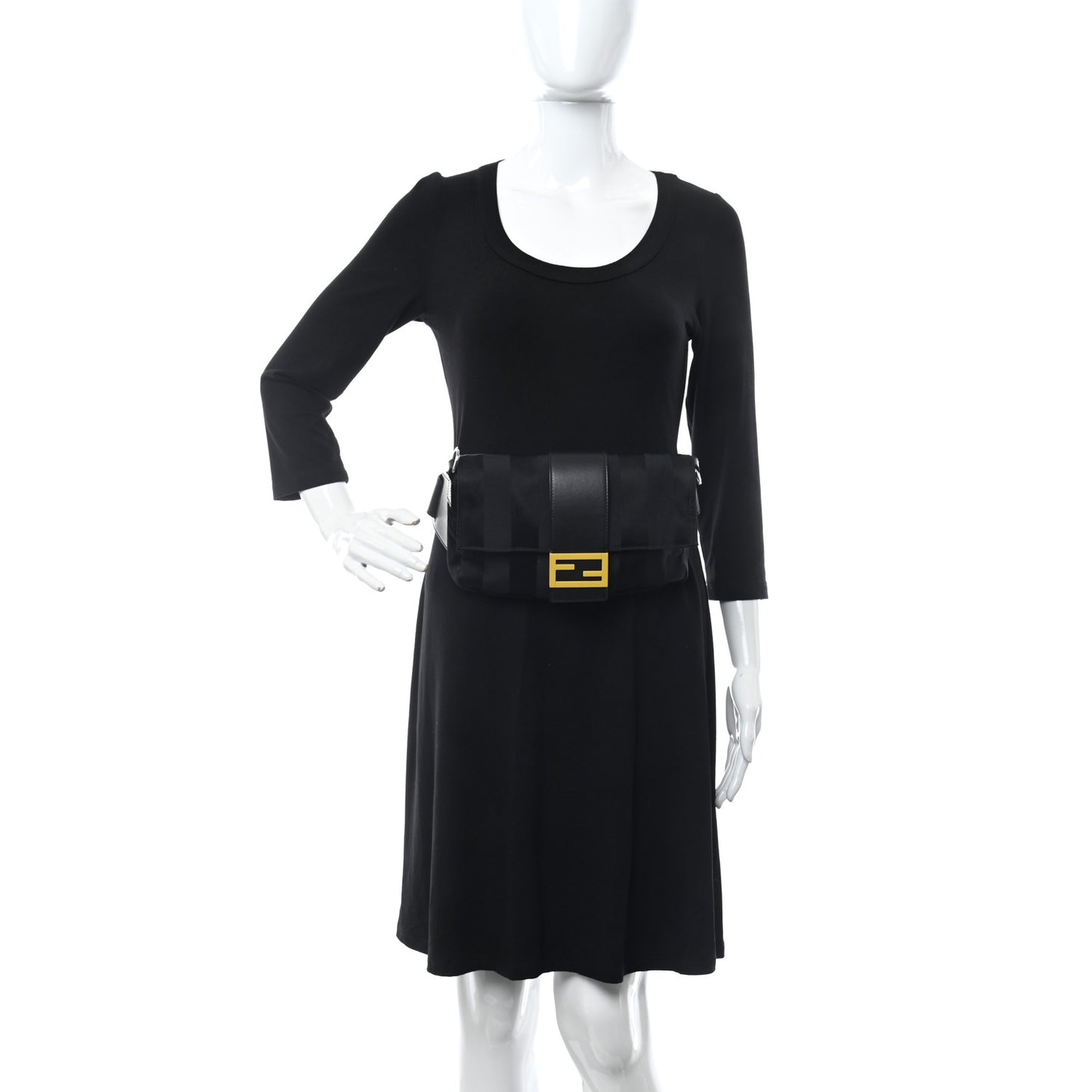 Recycled Nylon Vitello Grace Light Pequin Logo Puffer Belt Baguette Bag Black Sunflower