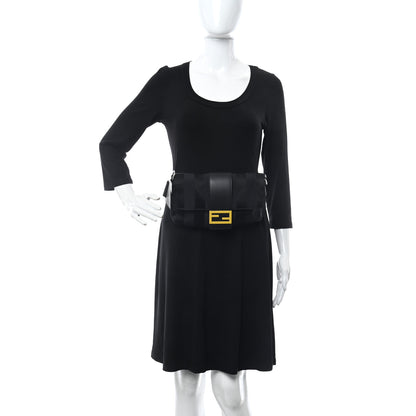 Fendi Recycled Nylon Vitello Grace Light Pequin Logo Puffer Belt Baguette Bag Black Sunflower 2 of 10