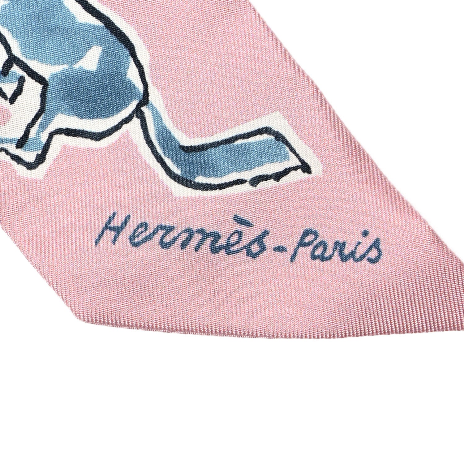 Hermes Silk Chevaux en Liberte Twilly Vieux Rose Bleu 2 of 4