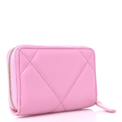 Chanel Lambskin Quilted Chanel 19 Zip Around Coin Purse Wallet Light Pink 3 of 9