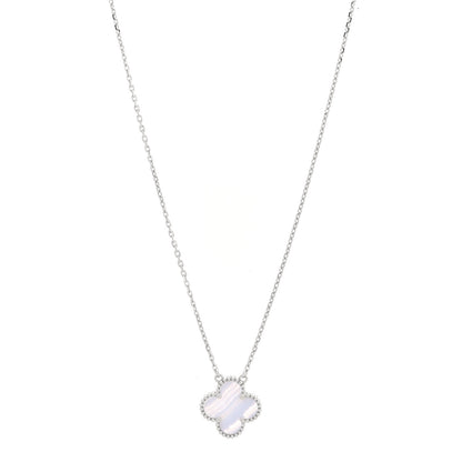 Van Cleef & Arpels 18k White Gold Chalcedony Vintage Alhambra Pendant Necklace 1 of 4