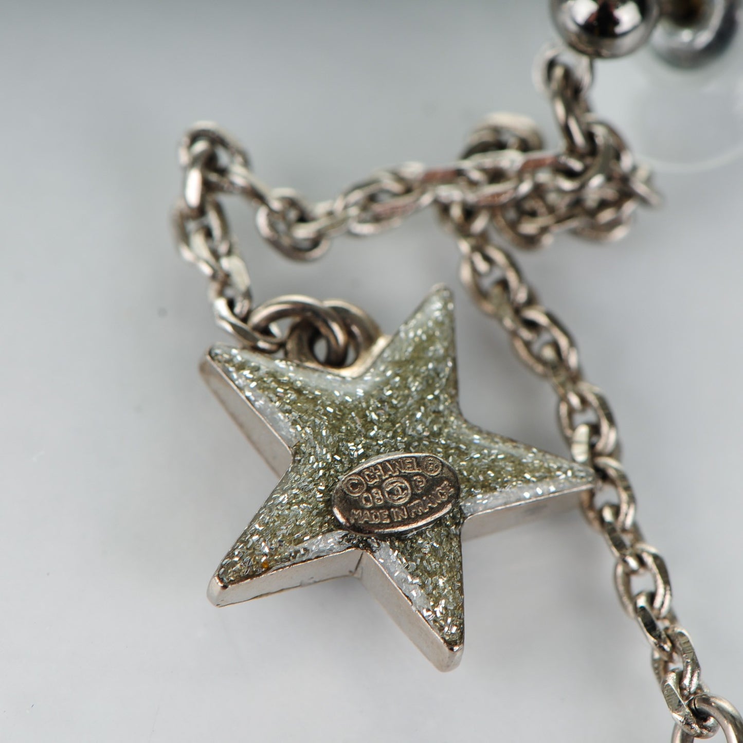 Crystal CC Star Dangle Earrings Silver