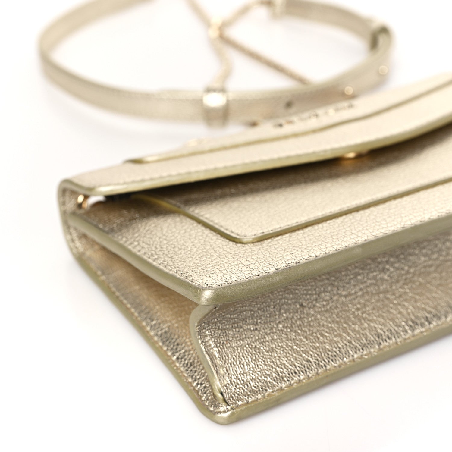 Bulgari Metallic Calfskin Snake Strap Crossbody Flap Clutch Gold 7 of 9
