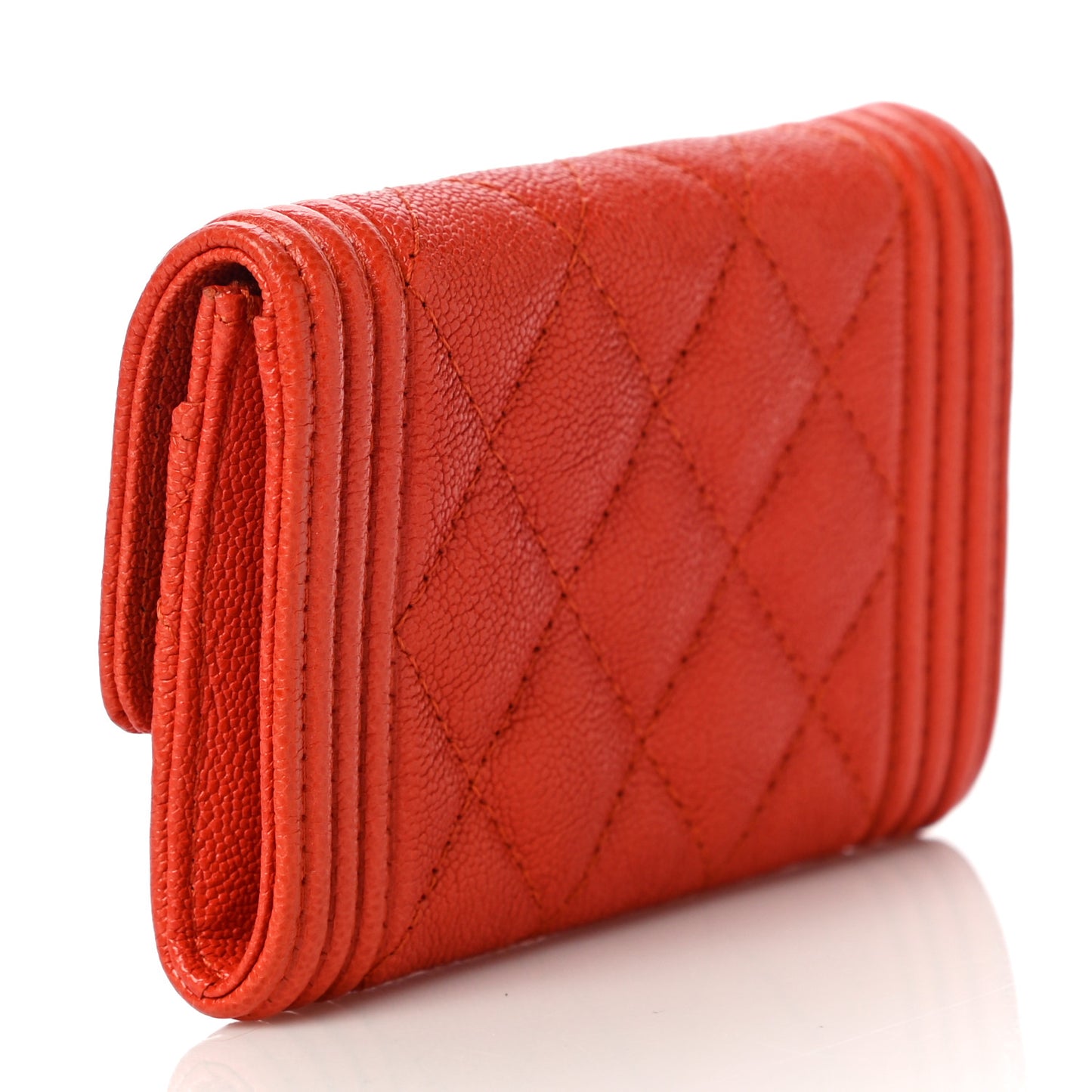 Caviar Quilted Boy Flap Card Holder Orange