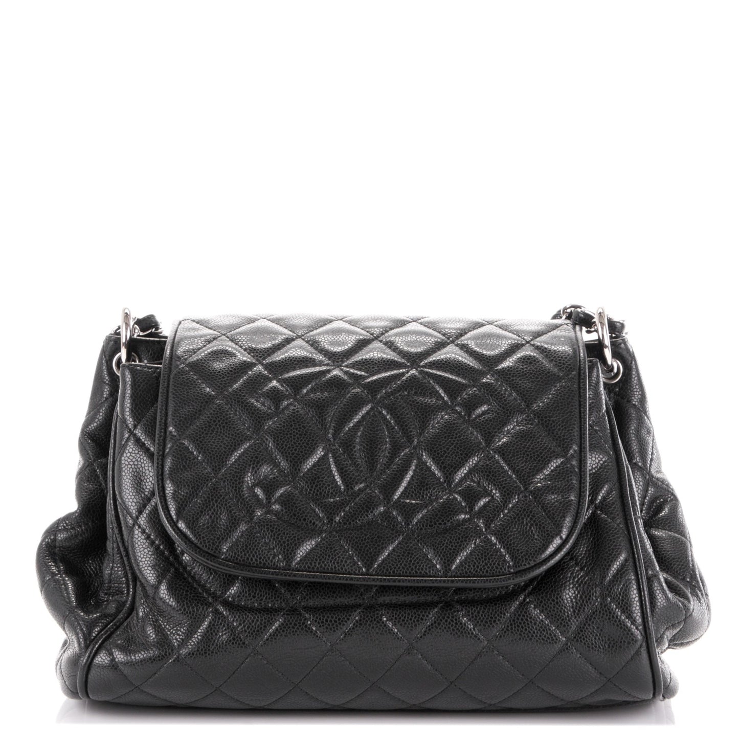 Caviar Quilted Timeless Accordion Flap Black