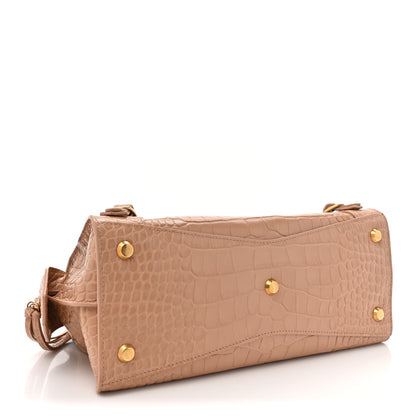 Balenciaga Extra Supple Calfskin Crocodile Embossed Neo Classic Gold Hardware S City  Nude Beige 4 of 14