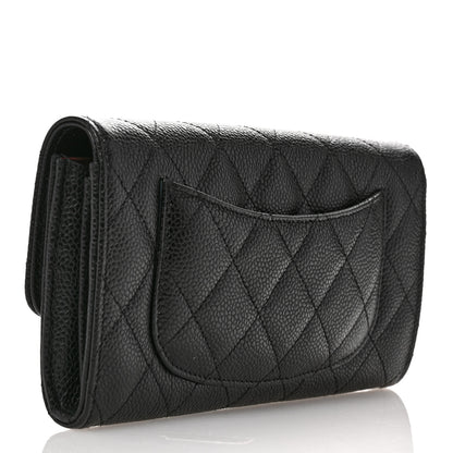 Chanel Caviar Quilted Large Gusset Flap Wallet Black 3 of 9