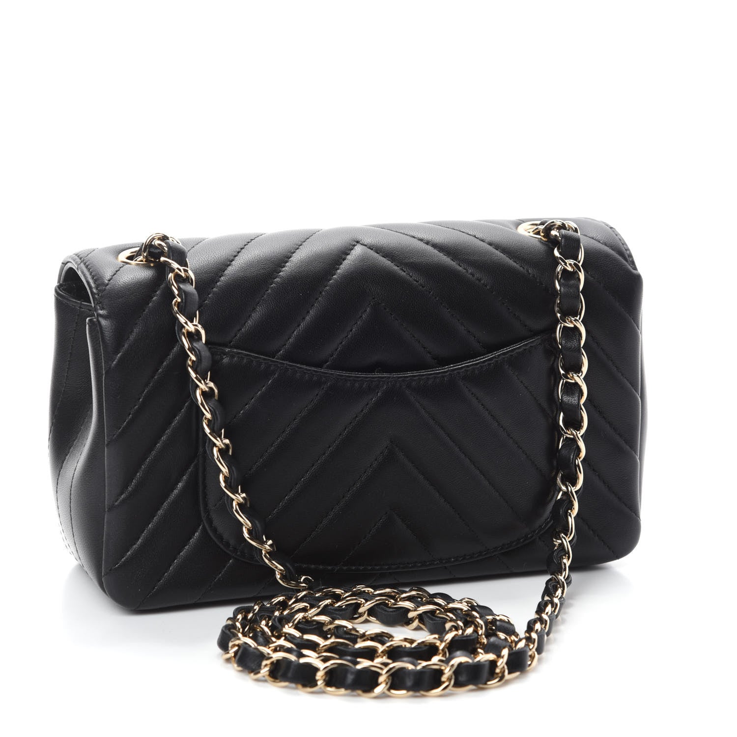 Chanel Lambskin Chevron Quilted Mini Rectangular Flap Black 3 of 11