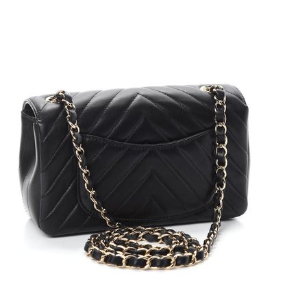 Chanel Lambskin Chevron Quilted Mini Rectangular Flap Black 3 of 11
