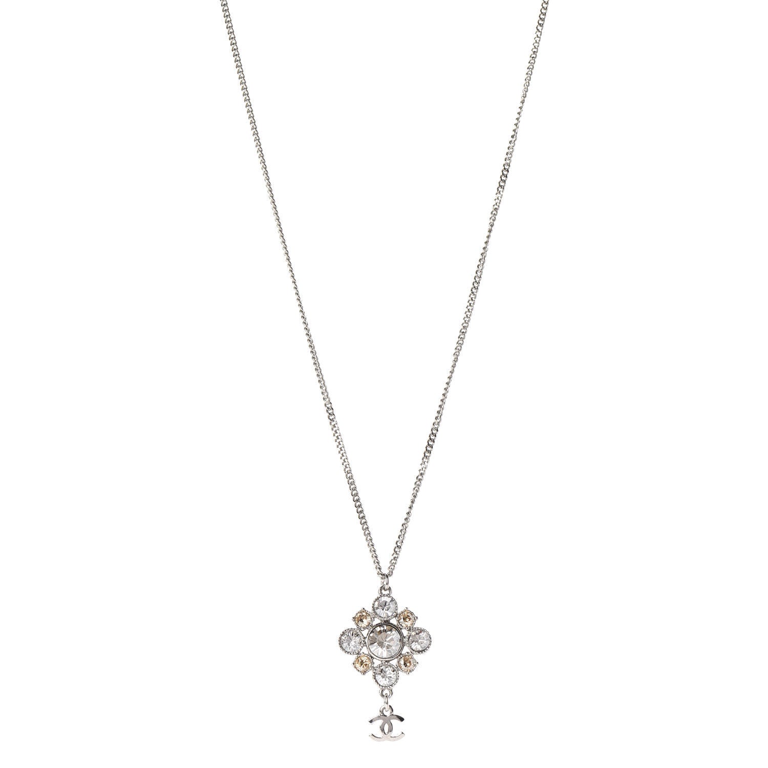 Chanel Crystal CC Drop Pendant Necklace Gold 1 of 5