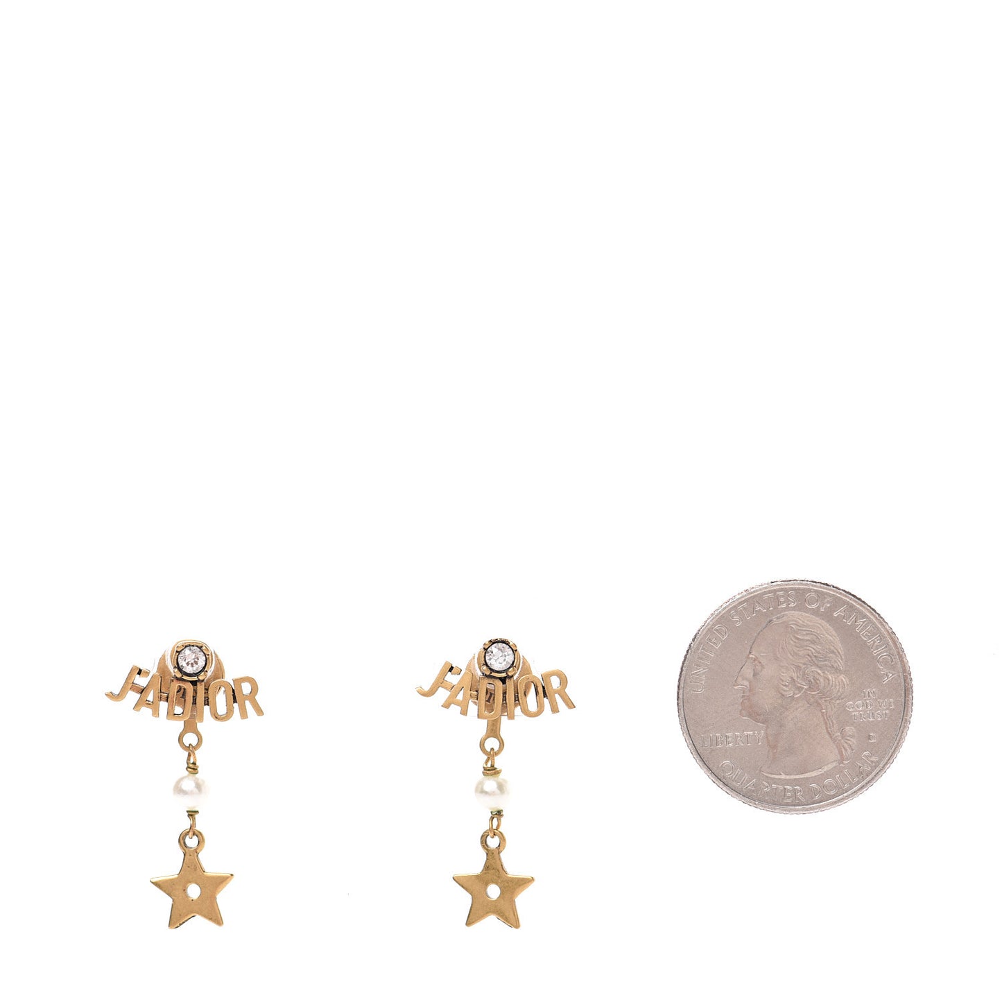 Metal J'Adior Star Pearl Earrings Aged Gold