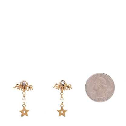 Christian Dior Metal J'Adior Star Pearl Earrings Aged Gold 2 of 5