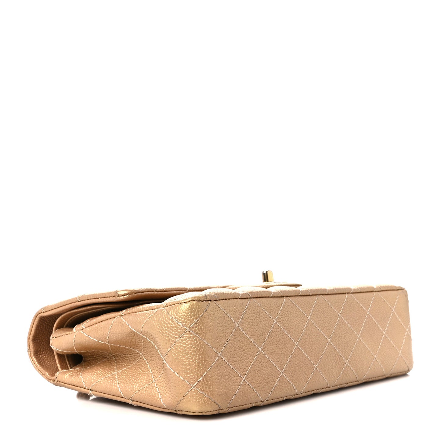 Metallic Caviar Quilted Medium Double Flap Gold