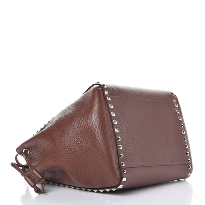 Valentino Garavani Pebbled Calfskin Rockstud Double Handle Cinch Tote Light Brown 11 of 15