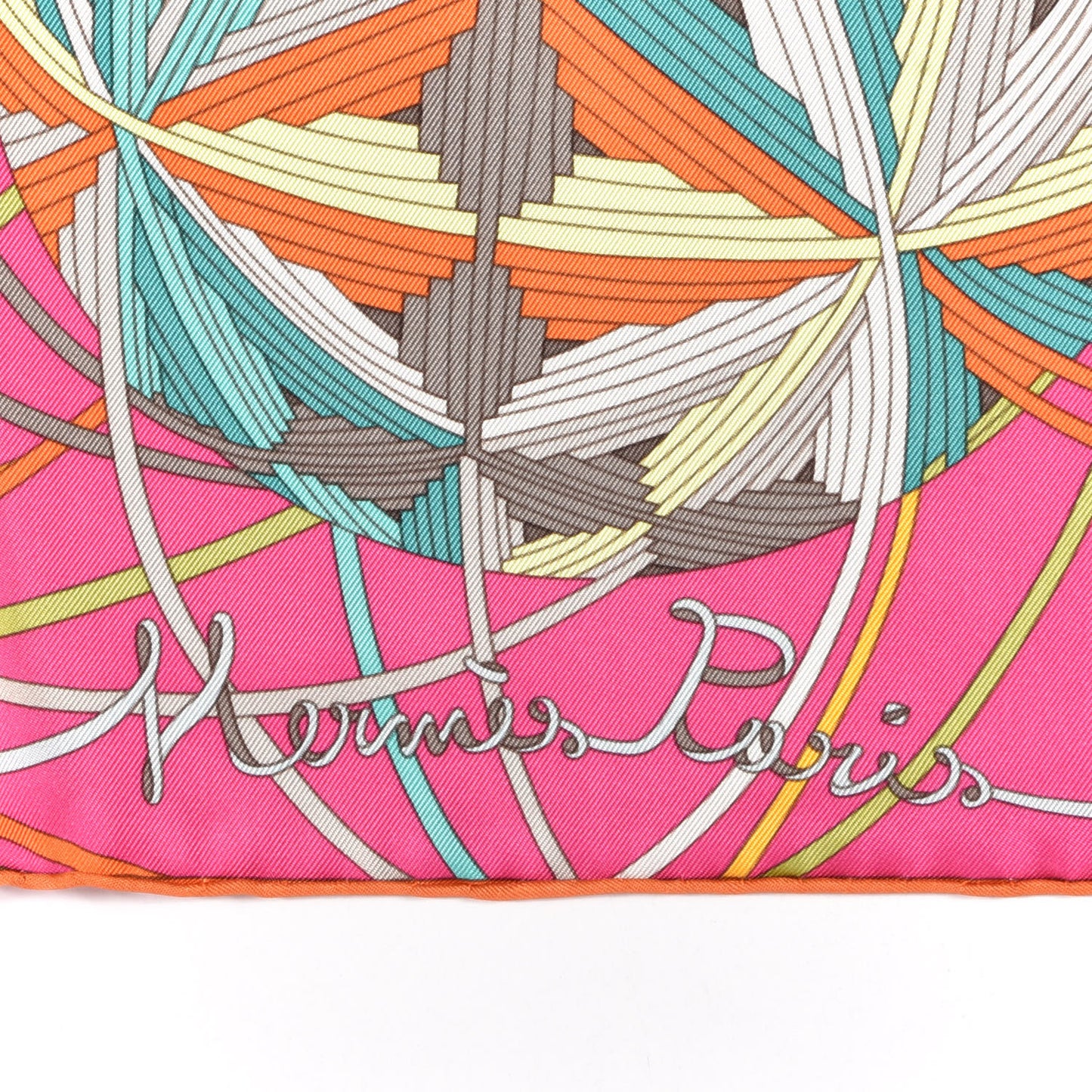 Silk L'Art Du Temari Scarf 90 Orange Fuchsia Vert