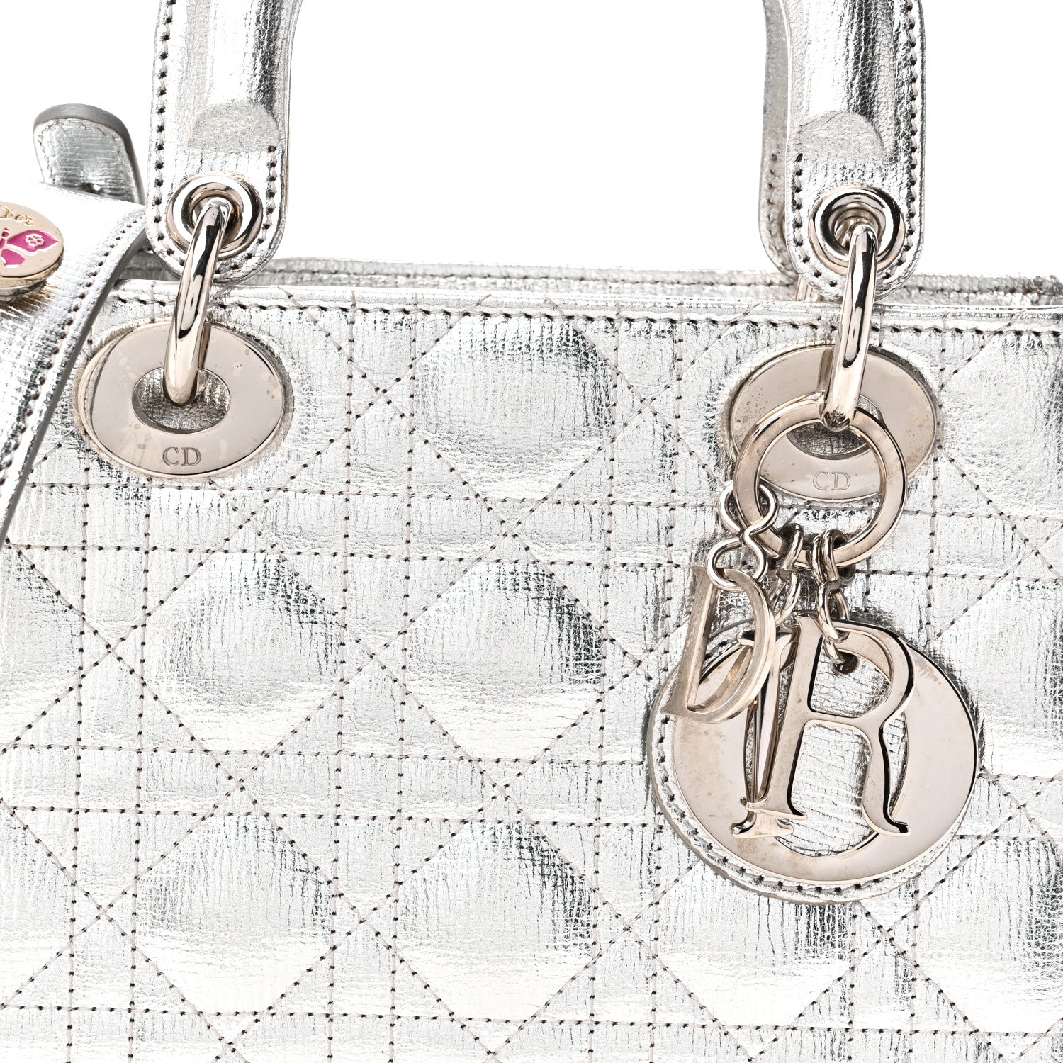 Christian Dior Metallic Grained Calfskin Cannage Small My ABCDior Lady Dior Silver 7 of 9