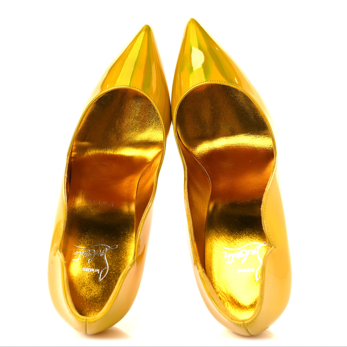 Metallic Patent Hot Chick 100 Pumps 38 Yellow