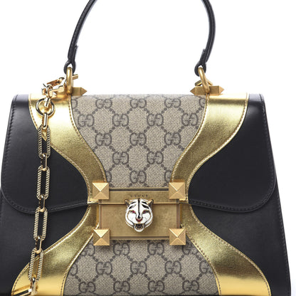 Gucci GG Supreme Monogram Small Osiride Top Handle Bag Black Gold 11 of 11