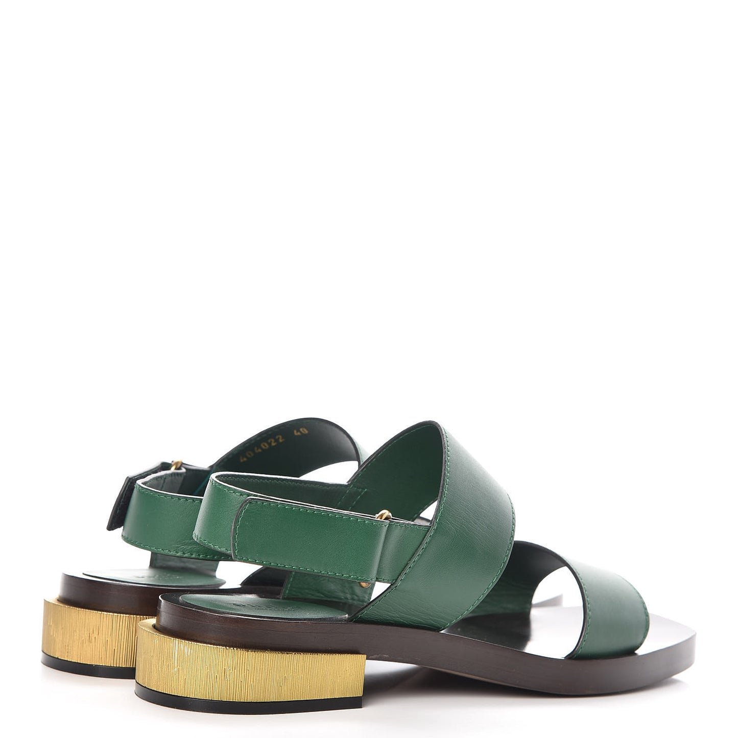 Calfskin Sandals 40 Gold Green