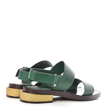 Gucci Calfskin Sandals 40 Gold Green 4 of 10