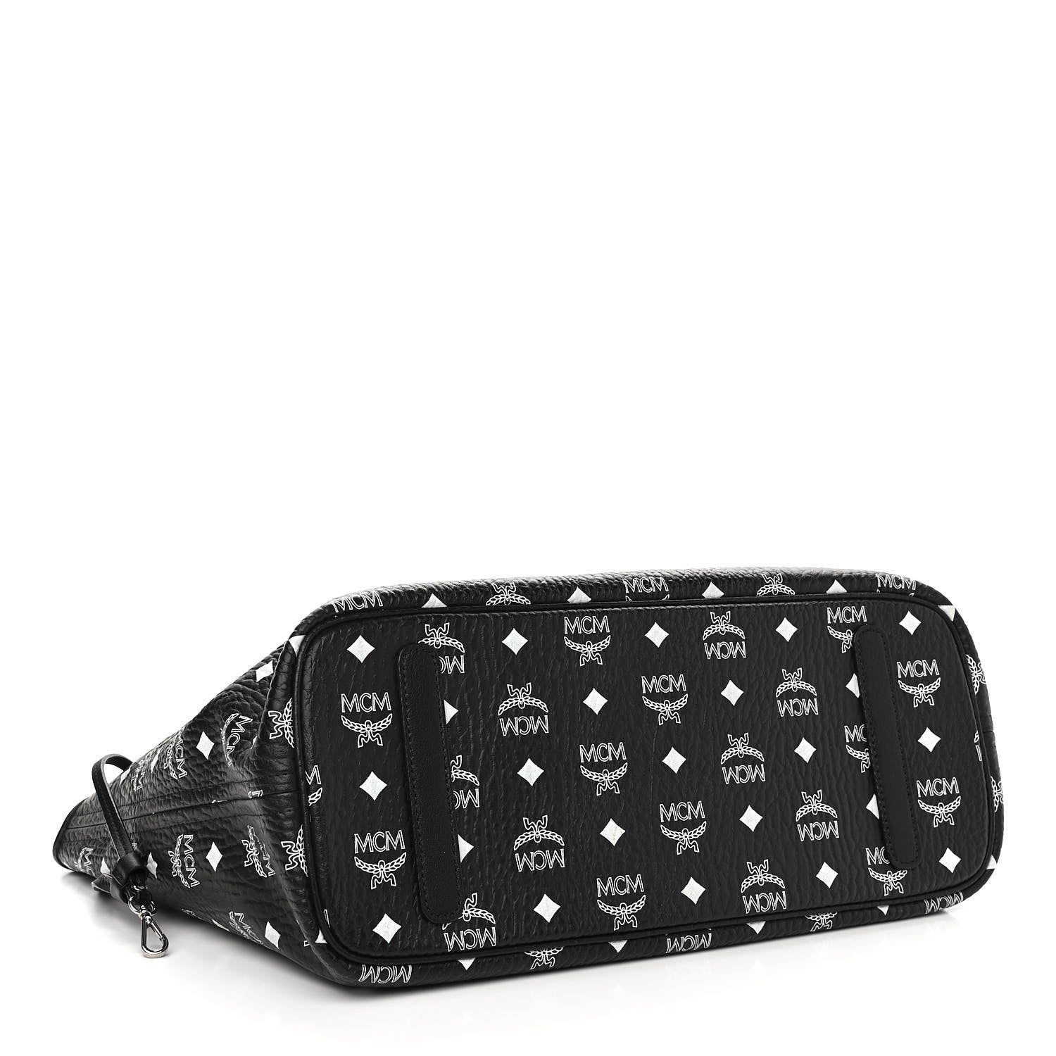 MCM Visetos Medium Anya Zip Top Shopper Tote Black 6 of 15