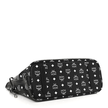 MCM Visetos Medium Anya Zip Top Shopper Tote Black 6 of 15