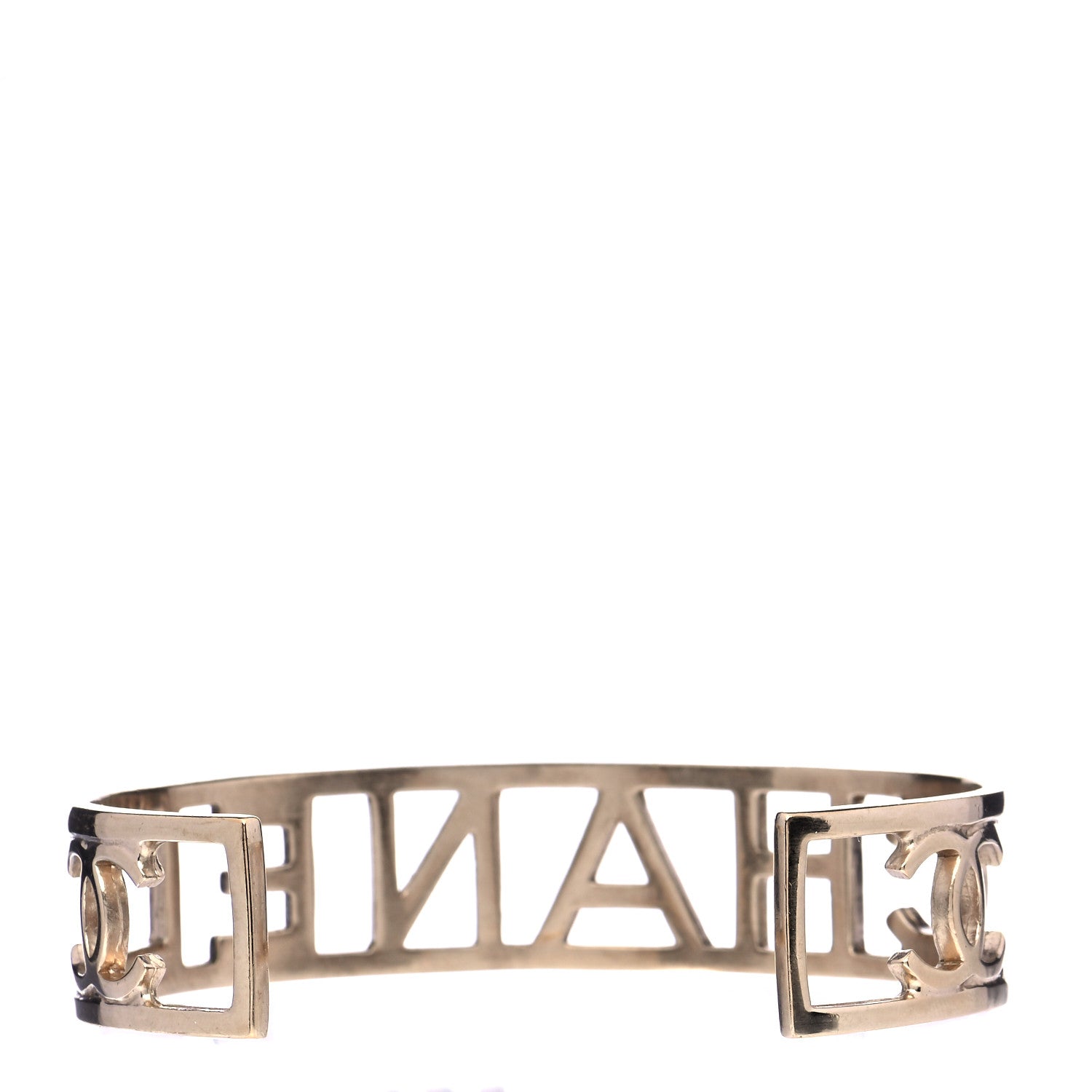 Chanel Metal Logo Cuff Gold 3 of 5