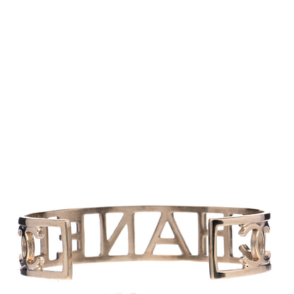 Chanel Metal Logo Cuff Gold 3 of 5