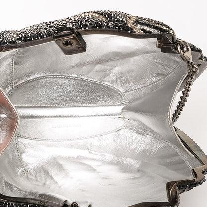 Judith Leiber Swarovski Crystal Swan Minaudiere Clutch Black Silver 5 of 7