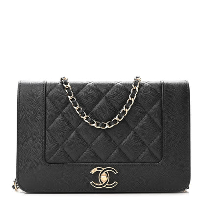 Chanel Caviar Quilted Vintage Mademoiselle Wallet On Chain WOC Black 1 of 12